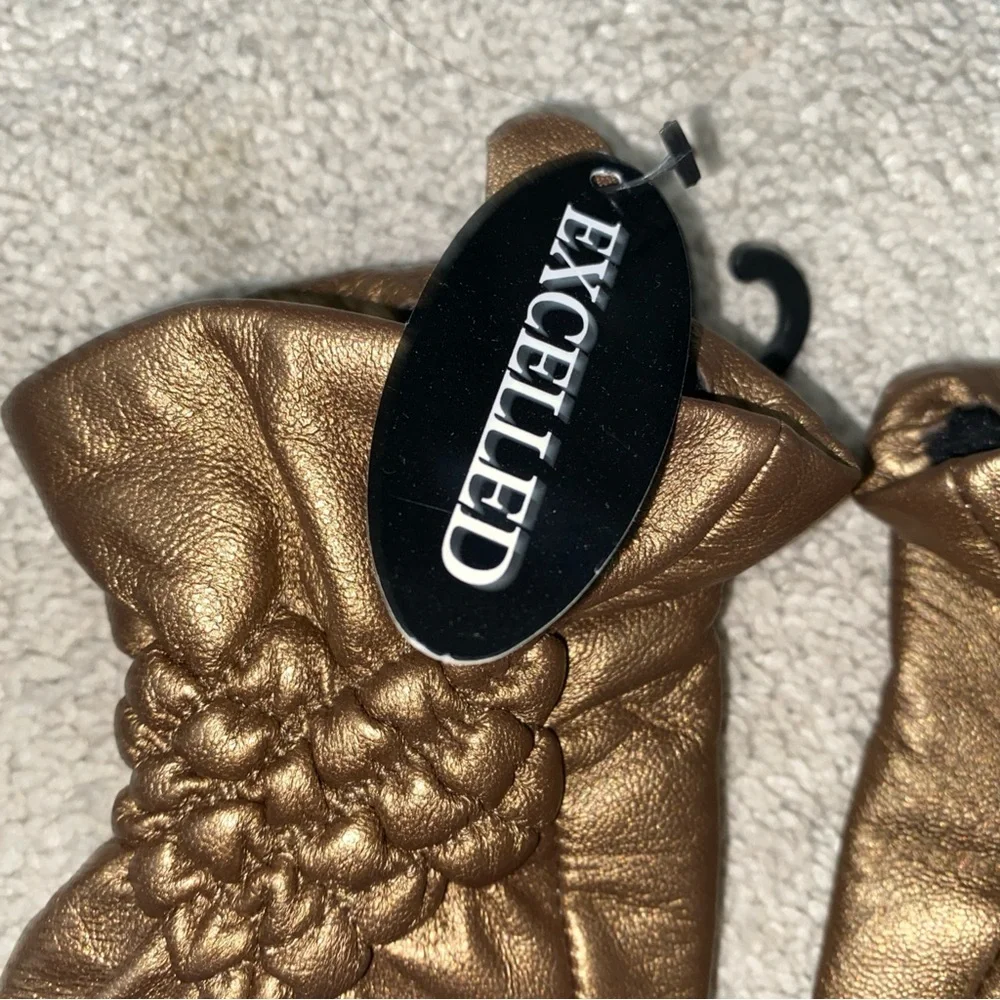 Excelled Bronze Leather Winter Fleece Lined Gloves‎ Women’s Small New